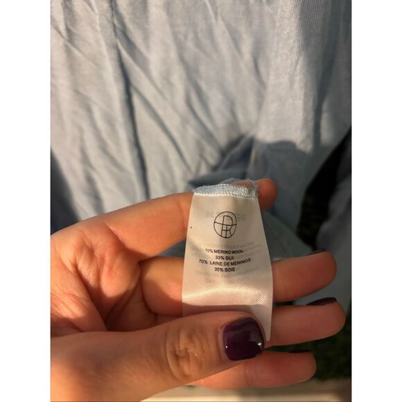 The Row Merino Wool Silk Steel Blue Cardigan Lightweight Sz Small - Picture 4 of 5